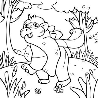 Garten von Ban Ban 4 Abenteuerszene Ausmalbild | Garten von Ban Ban 4 Ausmalbild