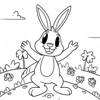 Funny Bugs Bunny in a Carrot Patch Coloring Page | Bugs Bunny coloring page
