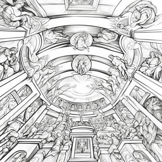 Vibrant Sistine Chapel Ceiling Coloring Page | Sistine Chapel coloring page
