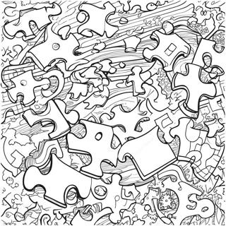 Colorful Puzzle Pieces Autism Coloring Page | Autism coloring page