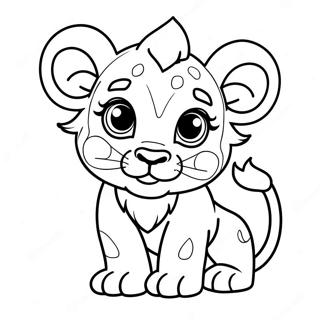 Cute Lion Cub with Big Eyes Coloring Page | Lion Cub coloring page