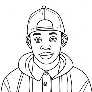 Tyler the Creator in Colorful Outfit Coloring Page | Tyler the Creator coloring page
