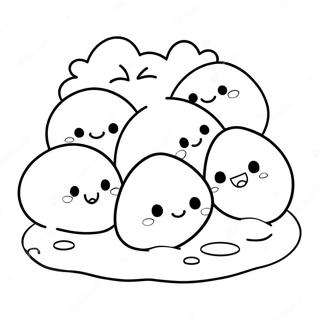 Cute Mochi Characters Coloring Page | Mochi coloring page