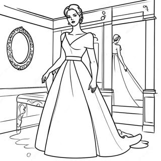 Elegant Woman in a Dress Coloring Page | Women coloring page
