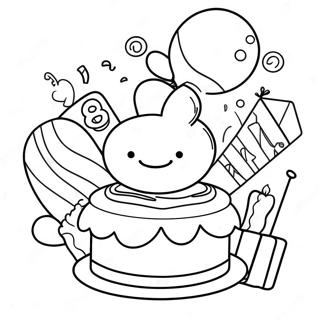Happy 8th Birthday Celebration Coloring Page | Happy 8th Birthday coloring page