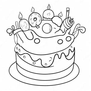Colorful 8th Birthday Cake Coloring Page | Happy 8th Birthday coloring page