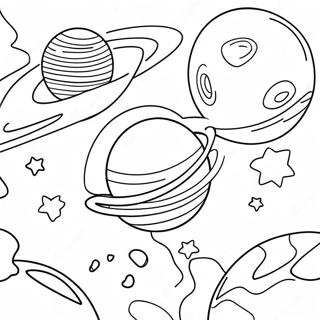 Space Scene with Planets Coloring Page | Space for Adults coloring page
