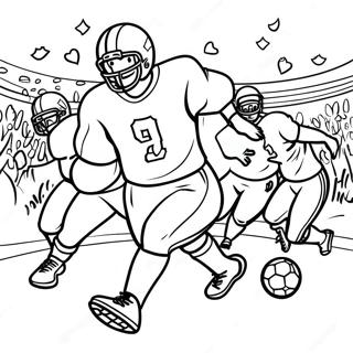 Exciting Football Game Scene Coloring Page | Football Field coloring page