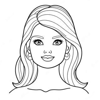 Fashionable Barbie Head Coloring Page | Barbie Head coloring page