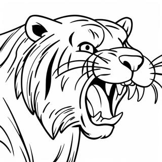 Fierce Saber Tooth Tiger Roaring Coloring Page | Saber Tooth Tiger coloring page