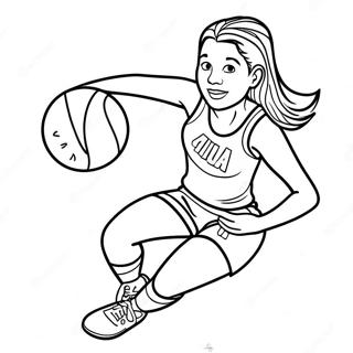 Caitlin Clark Dribbling the Ball Coloring Page | Caitlin Clark coloring page