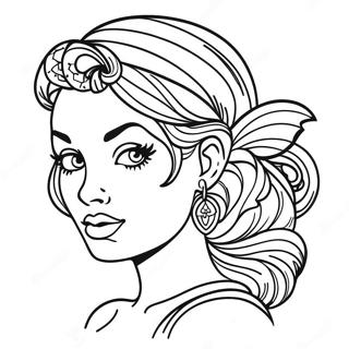 Tattoo Pin Up tjej färgläggningssida | Tatuering Pin Up för Vuxna målarbild
