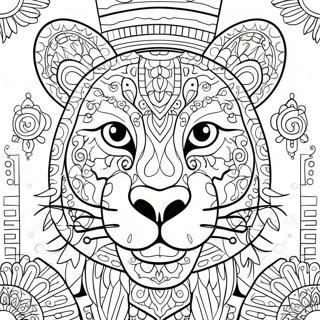 Colorful Mayan Jaguar Coloring Page | Mayan coloring page