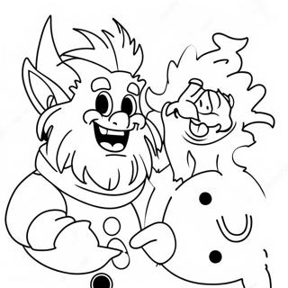 Heat Miser with Snowman Coloring Page | Heat Miser coloring page