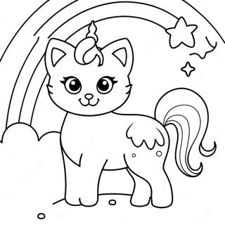 Magical Unicorn Kitty in a Rainbow Coloring Page | Unicorn Kitty coloring page