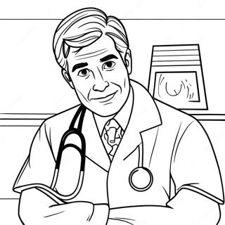 Doctor with Stethoscope Coloring Page | Medical for Adults coloring page