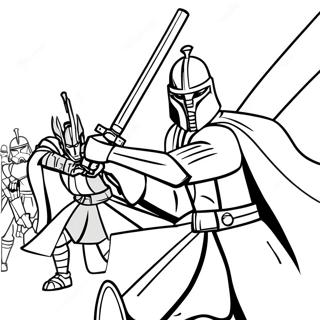 Clone Wars Jedi Battle Coloring Page | Clone Wars coloring page