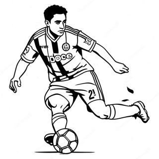 Xavi Dribbling the Ball Coloring Page | Xavi coloring page