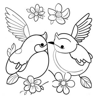 Birds and Flowers Coloring Page | Birds and Flowers coloring page
