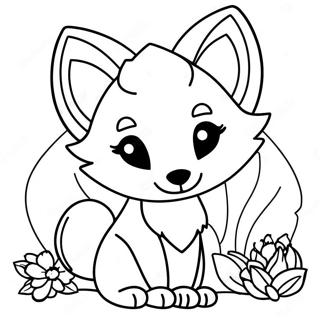 Cute Foxy with Flowers Coloring Page | Foxy coloring page