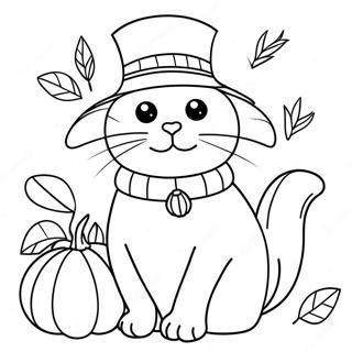 Thanksgiving Cat Coloring Page | Thanksgiving Cat coloring page