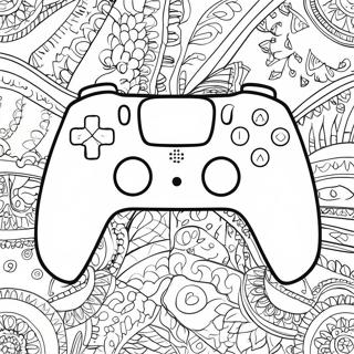 Colorful PS5 Controller with Patterns Coloring Page | PS5 Controller coloring page
