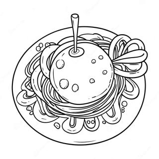 Spaghetti with Meatballs Coloring Page | Spaghetti coloring page