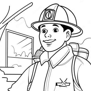 Brave Firefighter at Work Coloring Page | 911 coloring page