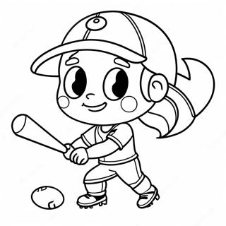 Cute Softball Character Coloring Page | I Love Softball coloring page