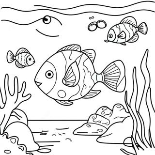 Colorful Underwater Scene Coloring Page | Seaworld coloring page