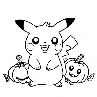 Adorable Pikachu in a Pumpkin Coloring Page | Cute Halloween Pokemon coloring page