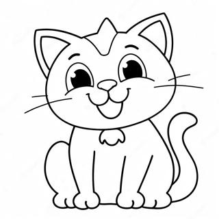 Playful Cartoon Cat Coloring Page | Cartoon Cat coloring page