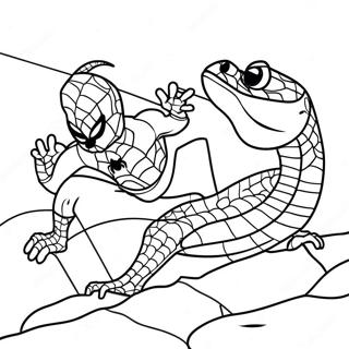 Spiderman Lizard Battle Coloring Page | Spiderman Lizard coloring page