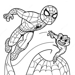 Spiderman and Lizard Face-off Coloring Page | Spiderman Lizard coloring page