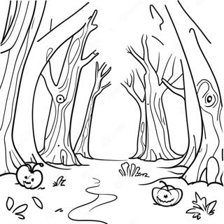 Spooky Mystery Forest Coloring Page | Mystery coloring page