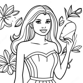 Fashionable Barbie Doll Coloring Page | Barbie Doll coloring page