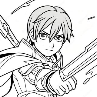 Kirito in Epic Battle Coloring Page | Sword Art Online coloring page