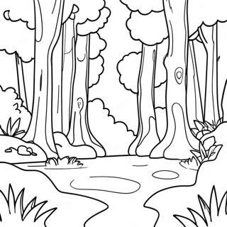 Forest Landscape Coloring Page | Forest for Adults coloring page