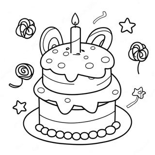 Colorful 3rd Birthday Cake Coloring Page | Happy 3rd Birthday coloring page