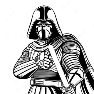 Kylo Ren with Lightsaber Coloring Page | Kylo Ren coloring page