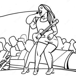 Karol G Performing on Stage Coloring Page | Karol G coloring page