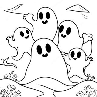 Spöklika Spöken Halloween Färgläggningssida | Bobbie Goods Halloween målarbild