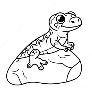 Cute Gecko on a Rock Coloring Page | Gecko coloring page