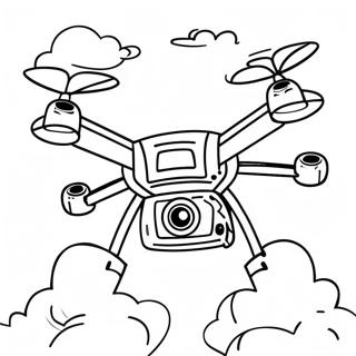 Flying Drone in the Sky Coloring Page | Drone coloring page
