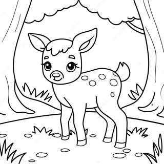 Cute Baby Deer in Forest Coloring Page | Baby Deer coloring page