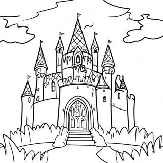 Gothic Creepy Castle Coloring Page | Gothic Creepy coloring page