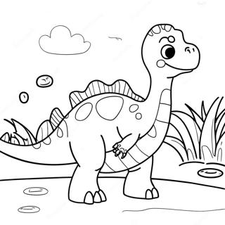 Friendly Water Dinosaur Coloring Page | Water Dinosaur coloring page