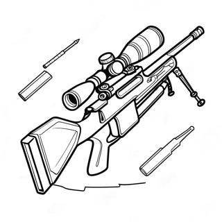 Detailed Sniper Rifle Coloring Page | Sniper Gun coloring page