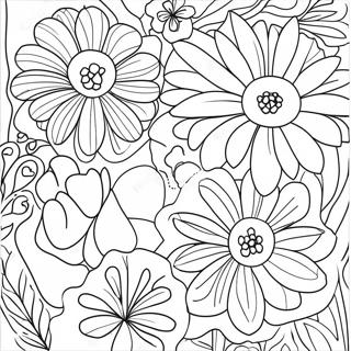 Side by Side Flowers Coloring Page | Side by Side coloring page
