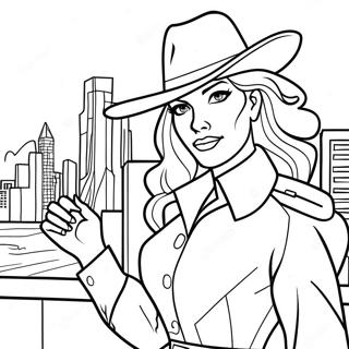 Carmen Sandiego in a Mysterious City Coloring Page | Carmen Sandiego coloring page